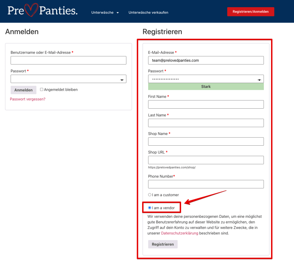 Bei PreLovedPanties anmelden